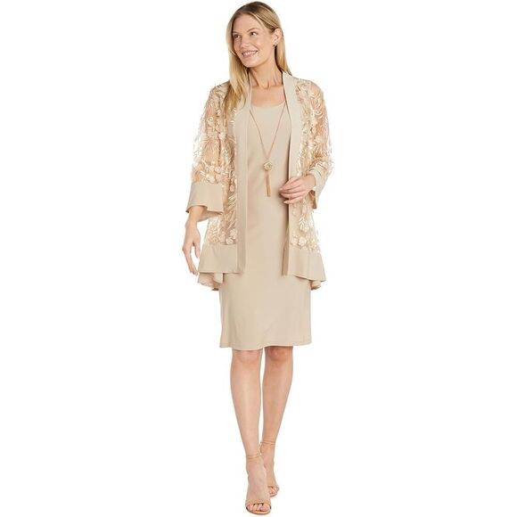 R&M Richards Women's Jacket 3 piece Dress Set gold size 12P - Picture 1 of 10